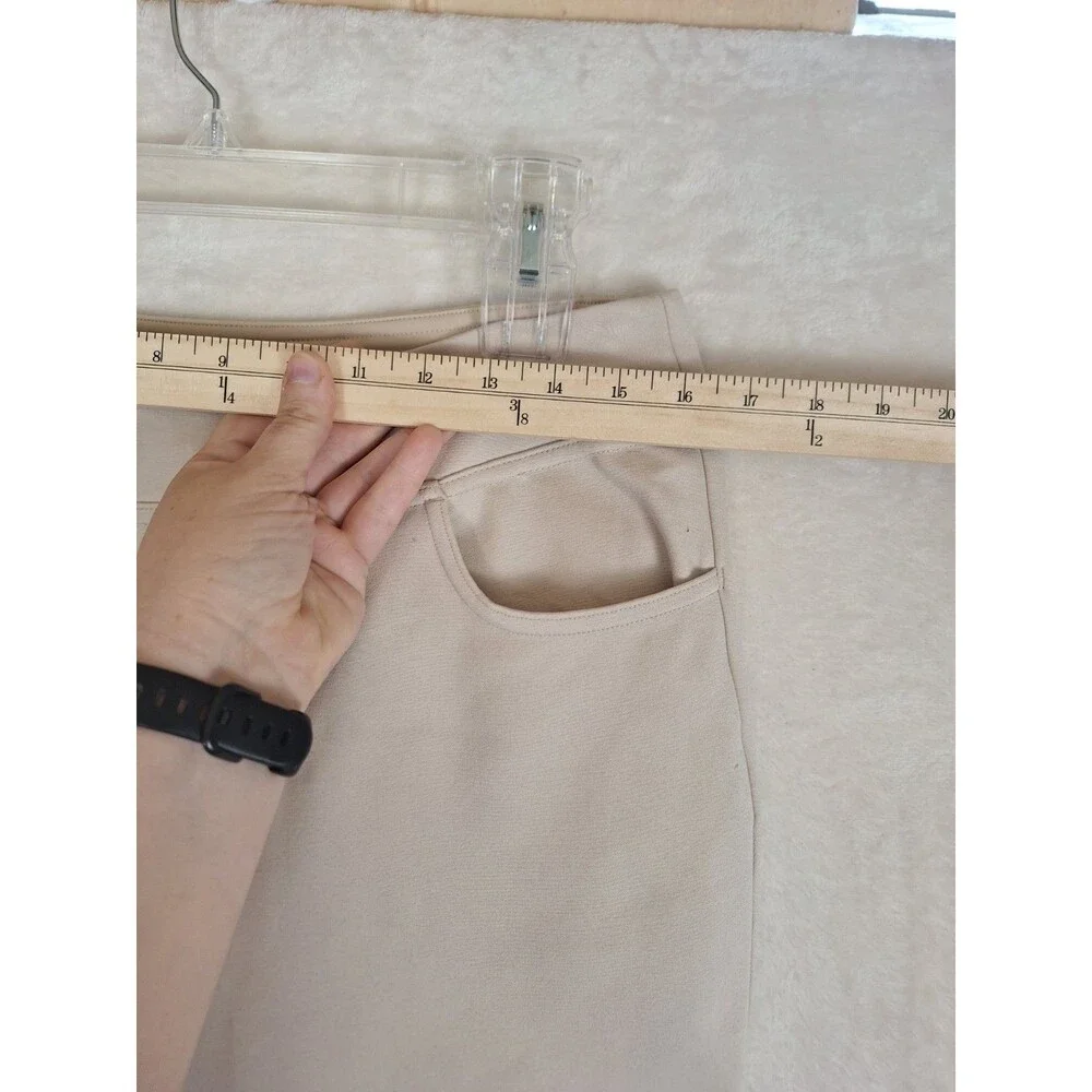 Belle Kim Gravel Petite Crop Ponte Pants Tan Womens 10 Pull On Pockets